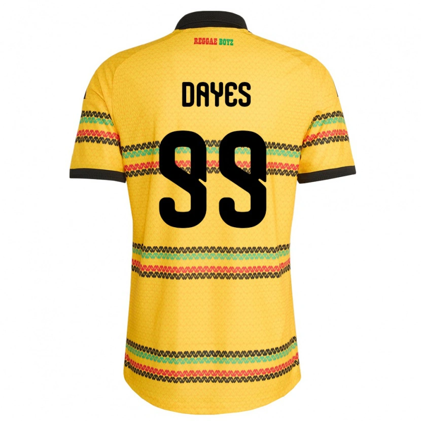 Danxen Niño Camiseta Jamaica Malikae Dayes #99 Amarillo Negro Verde 1ª Equipación 26-28 La Camisa