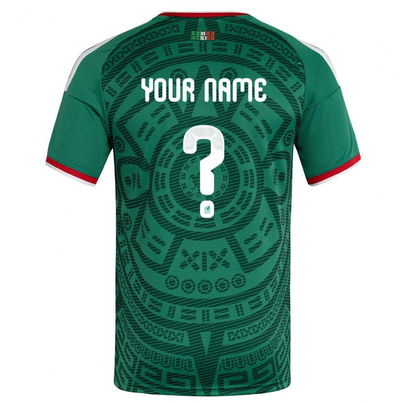 Danxen Niño Camiseta México Su Nombre #0 Verde Blanco Rojo 1ª Equipación 26-28 La Camisa