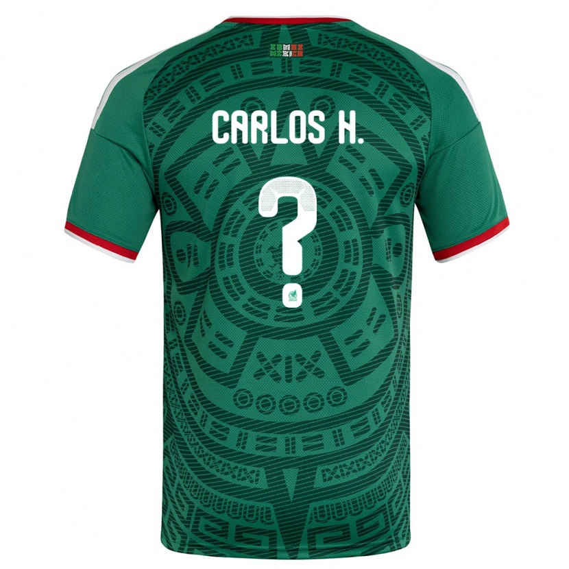 Danxen Niño Camiseta México Carlos Hernández #0 Verde Blanco Rojo 1ª Equipación 26-28 La Camisa