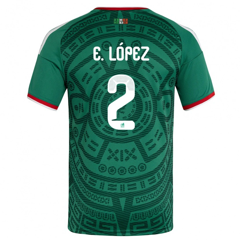 Danxen Niño Camiseta México Everardo López #2 Verde Blanco Rojo 1ª Equipación 26-28 La Camisa