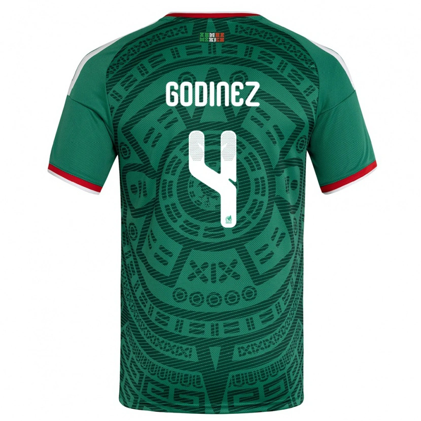 Danxen Niño Camiseta México André Godinez #4 Verde Blanco Rojo 1ª Equipación 26-28 La Camisa