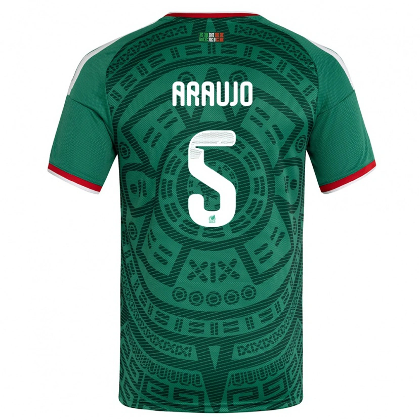 Danxen Niño Camiseta México Julian Araujo #5 Verde Blanco Rojo 1ª Equipación 26-28 La Camisa