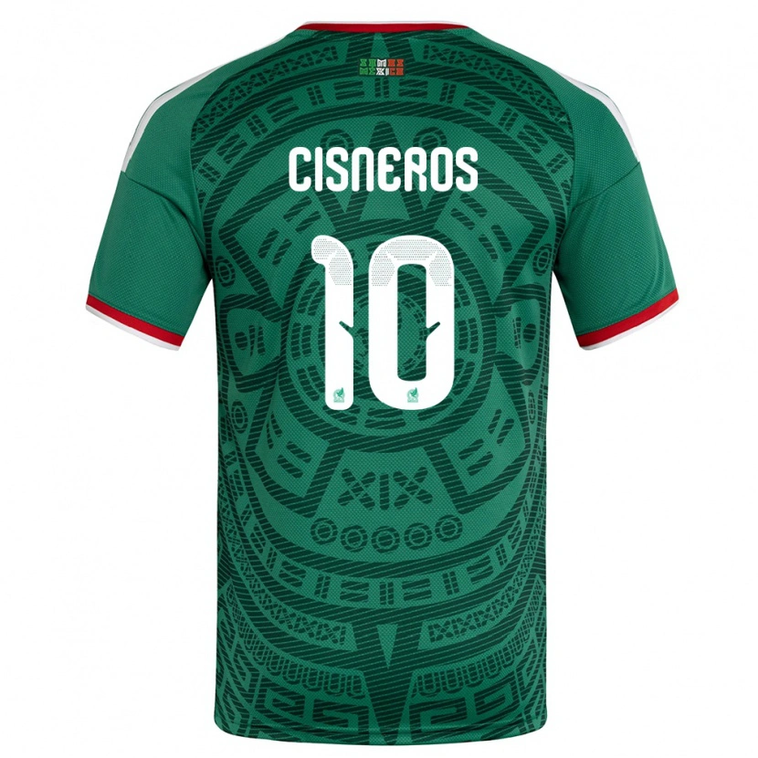 Danxen Niño Camiseta México Santiago Cisneros #10 Verde Blanco Rojo 1ª Equipación 26-28 La Camisa