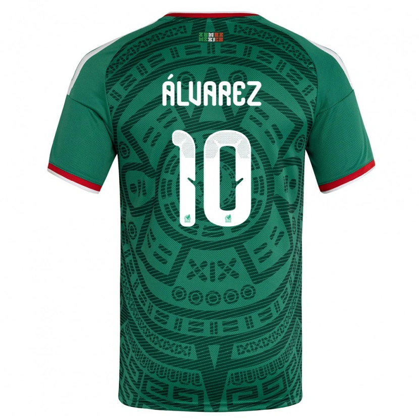 Danxen Niño Camiseta México Efrain Alvarez #10 Verde Blanco Rojo 1ª Equipación 26-28 La Camisa