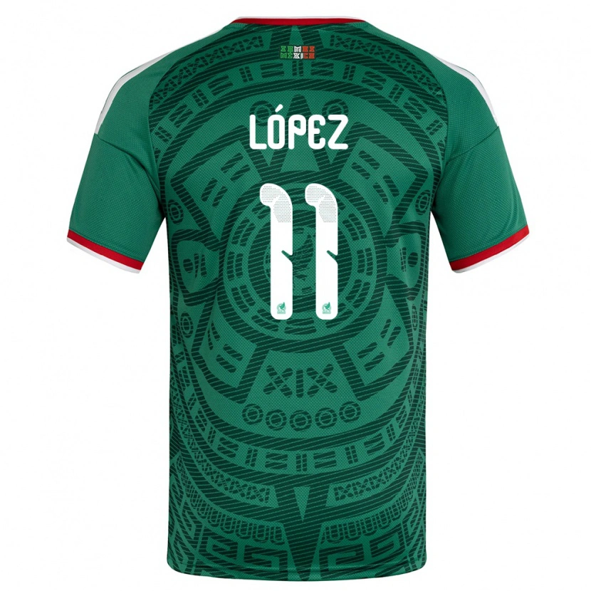 Danxen Niño Camiseta México Juan López #11 Verde Blanco Rojo 1ª Equipación 26-28 La Camisa
