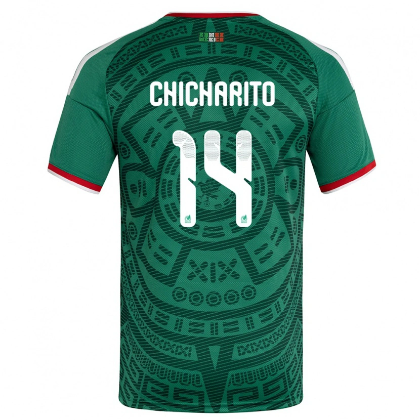 Danxen Niño Camiseta México Chicharito #14 Verde Blanco Rojo 1ª Equipación 26-28 La Camisa