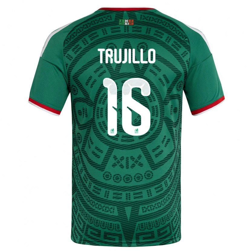 Danxen Niño Camiseta México Luis Trujillo #16 Verde Blanco Rojo 1ª Equipación 26-28 La Camisa