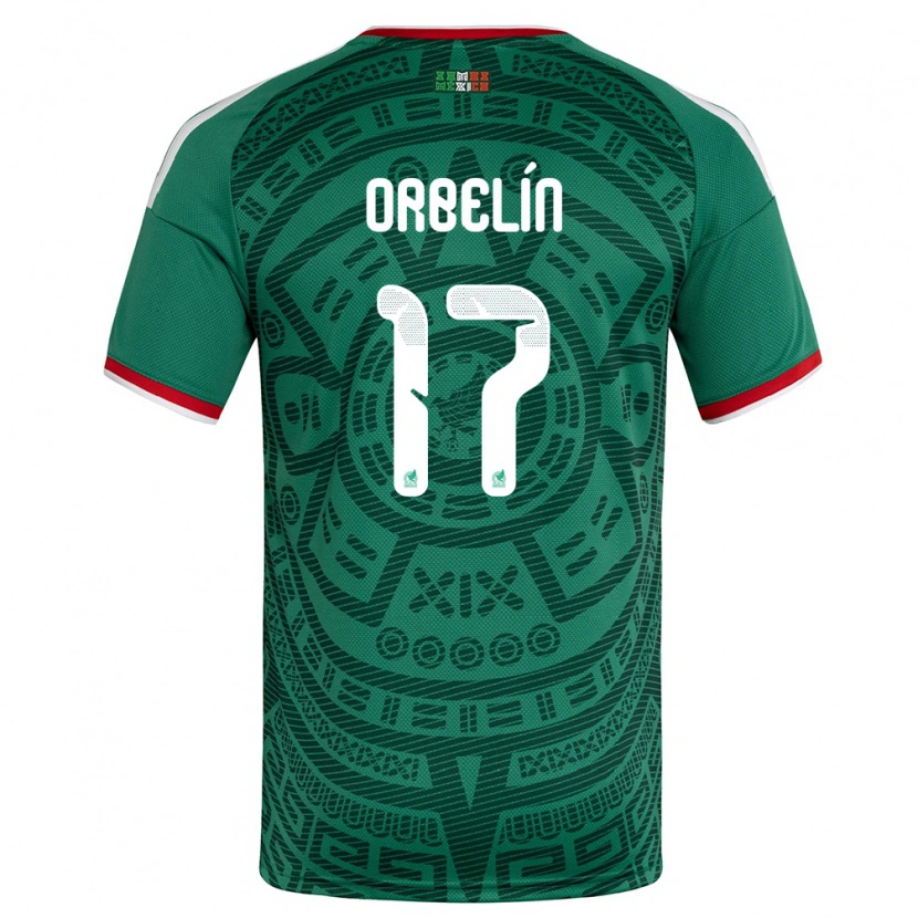 Danxen Niño Camiseta México Orbelín Pineda #17 Verde Blanco Rojo 1ª Equipación 26-28 La Camisa