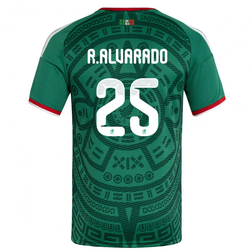 Danxen Niño Camiseta México Roberto Alvarado #25 Verde Blanco Rojo 1ª Equipación 26-28 La Camisa
