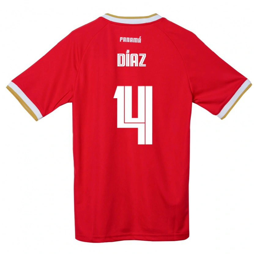 Danxen Niño Camiseta Panamá Ángel Díaz #4 Rojo Marrón Blanco 1ª Equipación 26-28 La Camisa
