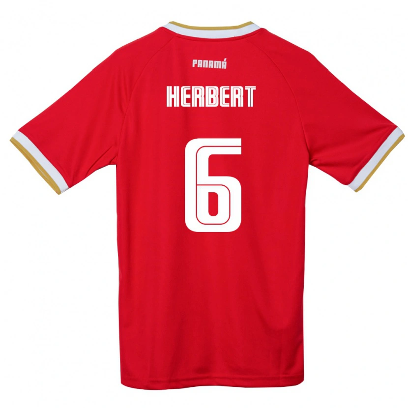 Danxen Niño Camiseta Panamá Giovany Herbert #6 Rojo Marrón Blanco 1ª Equipación 26-28 La Camisa