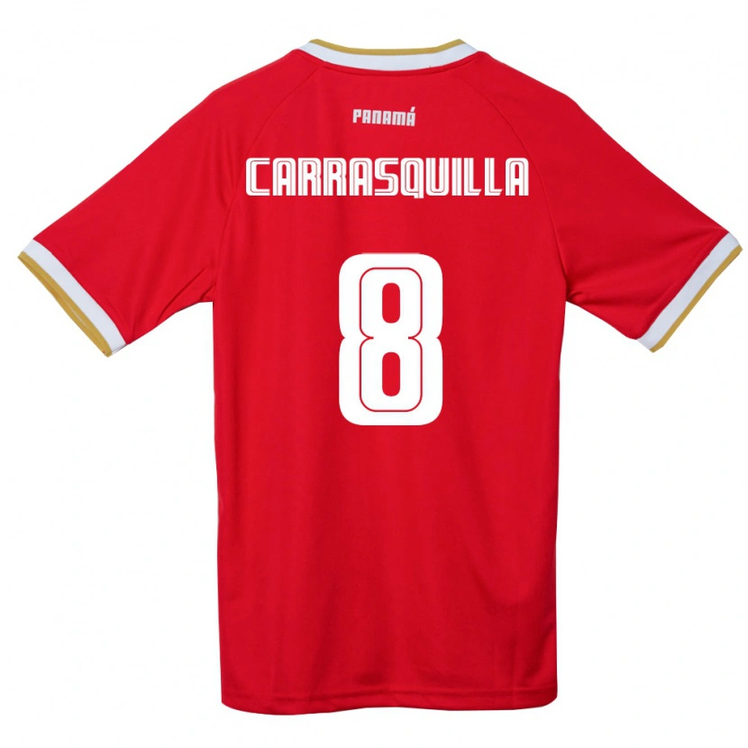 Danxen Niño Camiseta Panamá Adalberto Carrasquilla #8 Rojo Marrón Blanco 1ª Equipación 26-28 La Camisa