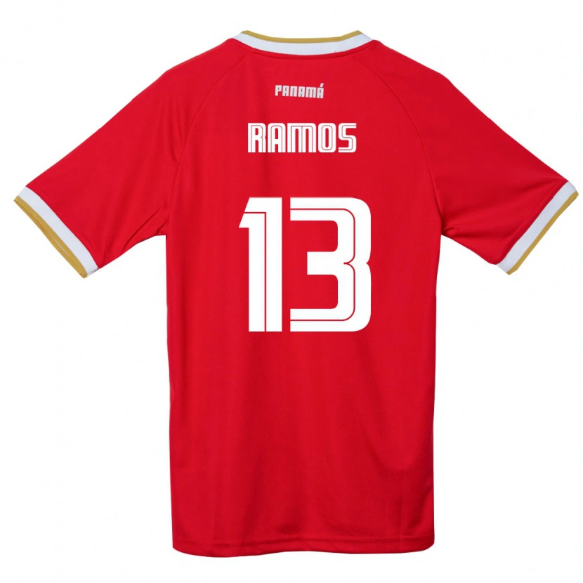 Danxen Niño Camiseta Panamá Jiovany Ramos #13 Rojo Marrón Blanco 1ª Equipación 26-28 La Camisa