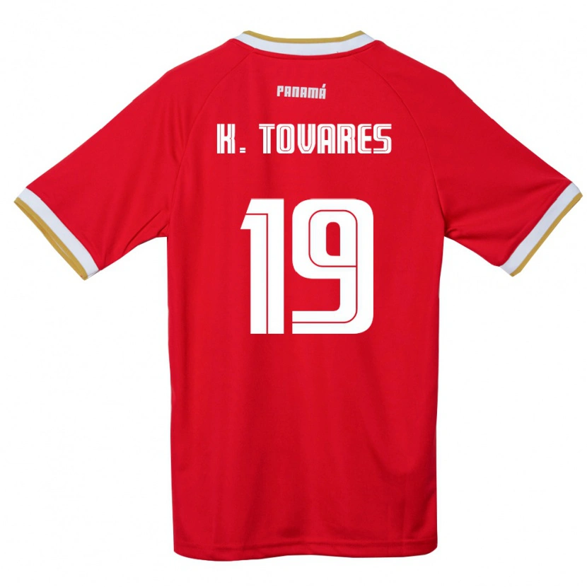 Danxen Niño Camiseta Panamá Kahir Tovares #19 Rojo Marrón Blanco 1ª Equipación 26-28 La Camisa