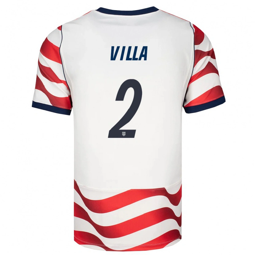 Danxen Niño Camiseta Estados Unidos Gio Villa #2 Rojo Blanco Negro 1ª Equipación 26-28 La Camisa