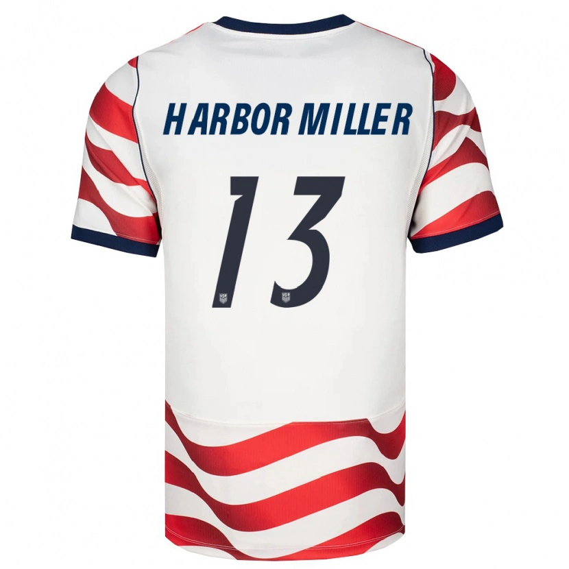 Danxen Niño Camiseta Estados Unidos Harbor Miller #13 Rojo Blanco Negro 1ª Equipación 26-28 La Camisa