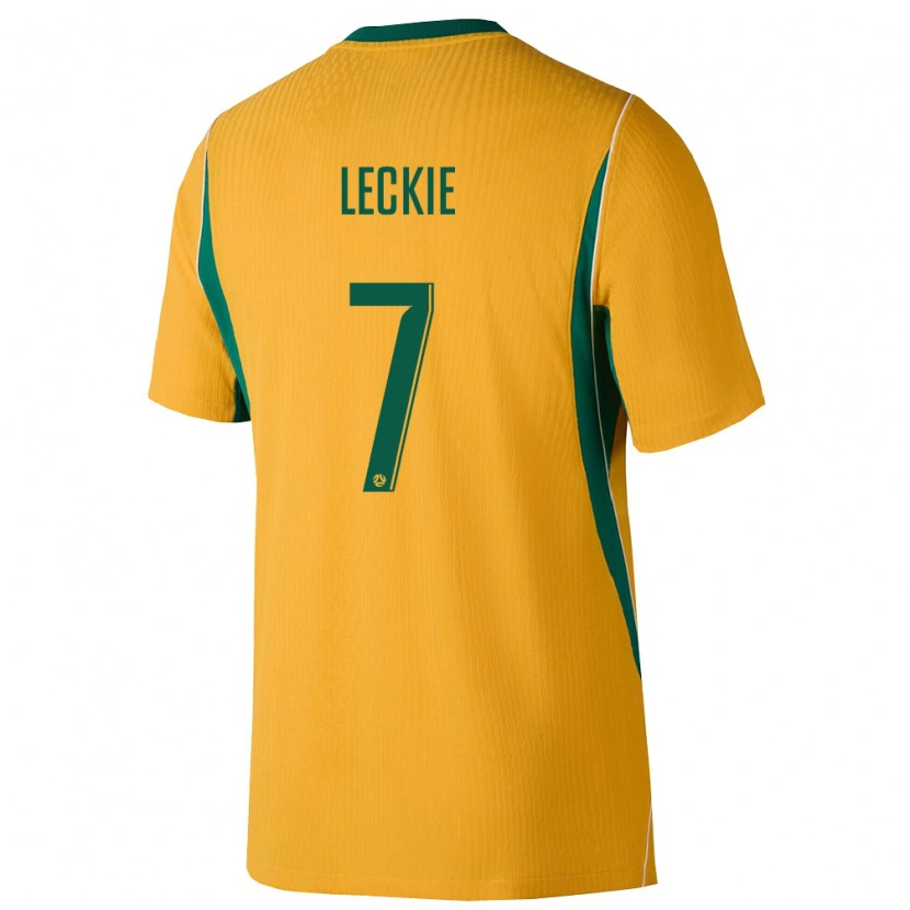 Danxen Niño Camiseta Australia Mathew Leckie #7 Amarillo Verde 1ª Equipación 26-28 La Camisa
