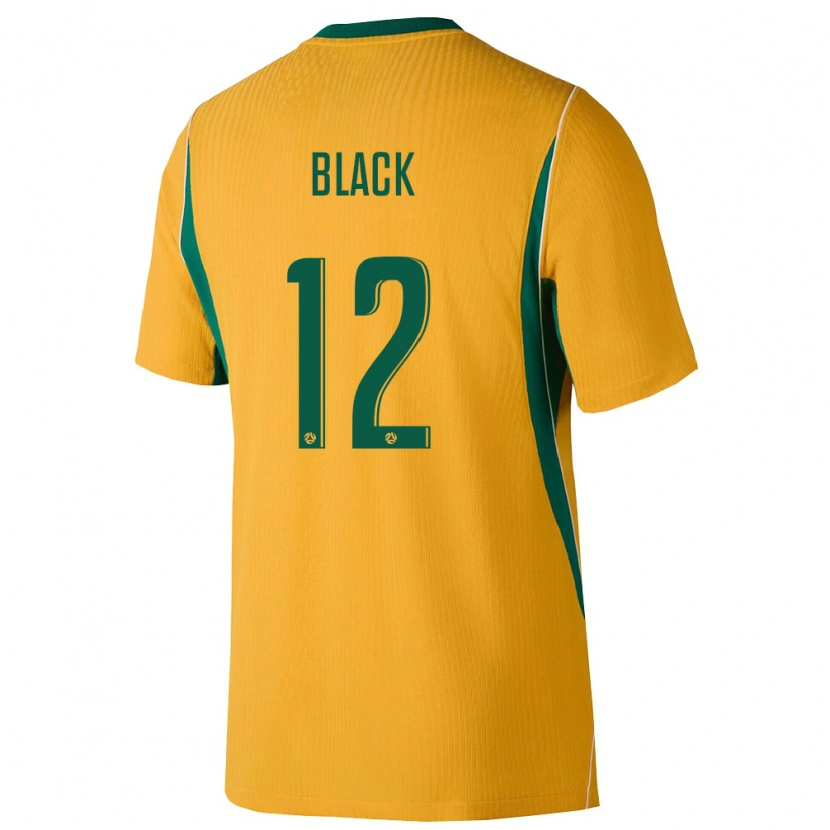 Danxen Niño Camiseta Australia Aaron Black #12 Amarillo Verde 1ª Equipación 26-28 La Camisa