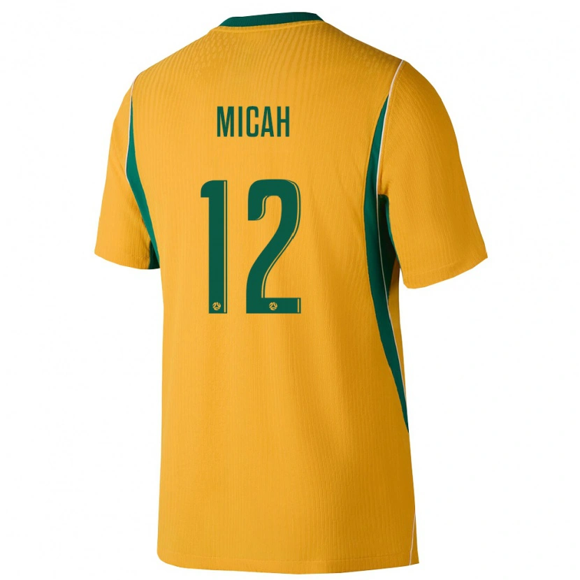 Danxen Niño Camiseta Australia Teagan Micah #12 Amarillo Verde 1ª Equipación 26-28 La Camisa