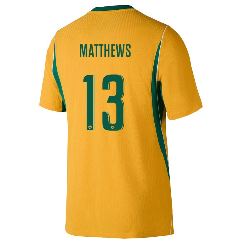 Danxen Niño Camiseta Australia Hayden Matthews #13 Amarillo Verde 1ª Equipación 26-28 La Camisa