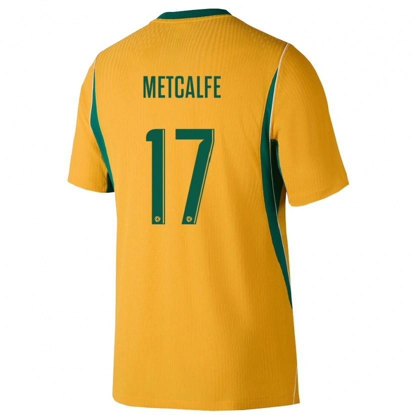 Danxen Niño Camiseta Australia Conor Metcalfe #17 Amarillo Verde 1ª Equipación 26-28 La Camisa
