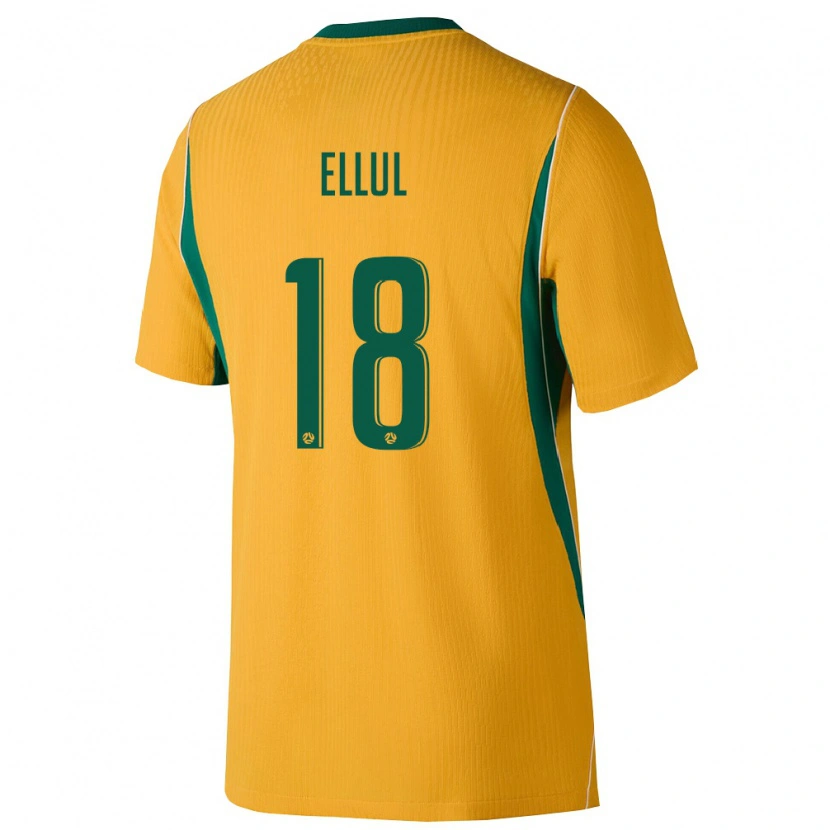 Danxen Niño Camiseta Australia Noah Ellul #18 Amarillo Verde 1ª Equipación 26-28 La Camisa