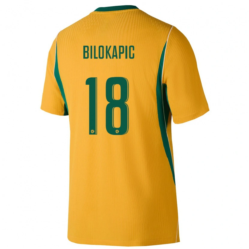 Danxen Niño Camiseta Australia Nicholas Bilokapic #18 Amarillo Verde 1ª Equipación 26-28 La Camisa