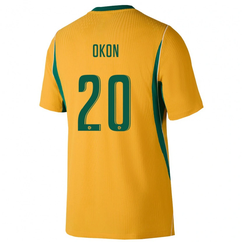 Danxen Niño Camiseta Australia Paul Okon-Engstler #20 Amarillo Verde 1ª Equipación 26-28 La Camisa