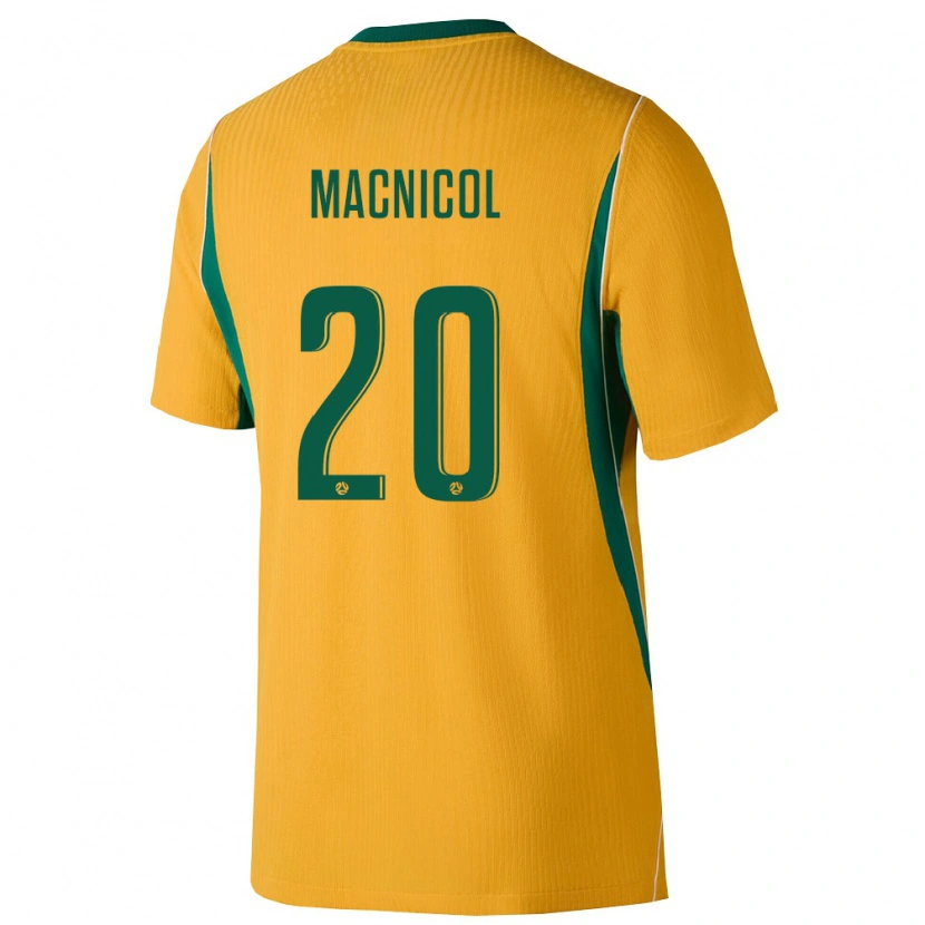 Danxen Niño Camiseta Australia Quinn Macnicol #20 Amarillo Verde 1ª Equipación 26-28 La Camisa