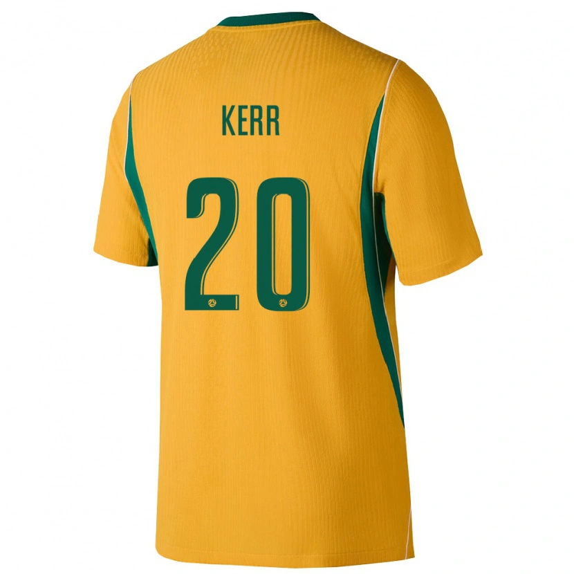 Danxen Niño Camiseta Australia Sam Kerr #20 Amarillo Verde 1ª Equipación 26-28 La Camisa