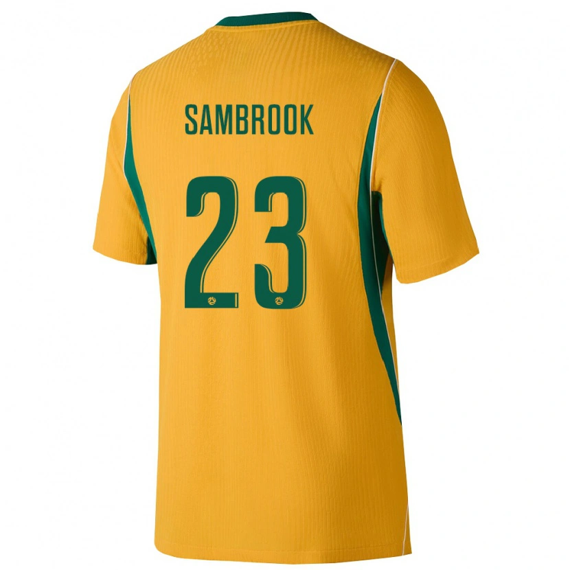 Danxen Niño Camiseta Australia Logan Sambrook #23 Amarillo Verde 1ª Equipación 26-28 La Camisa