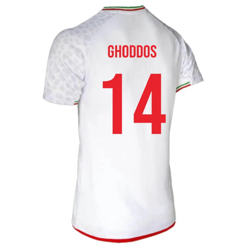 Danxen Niño Camiseta Irán Saman Ghoddos #14 Blanco Rojo 1ª Equipación 26-28 La Camisa