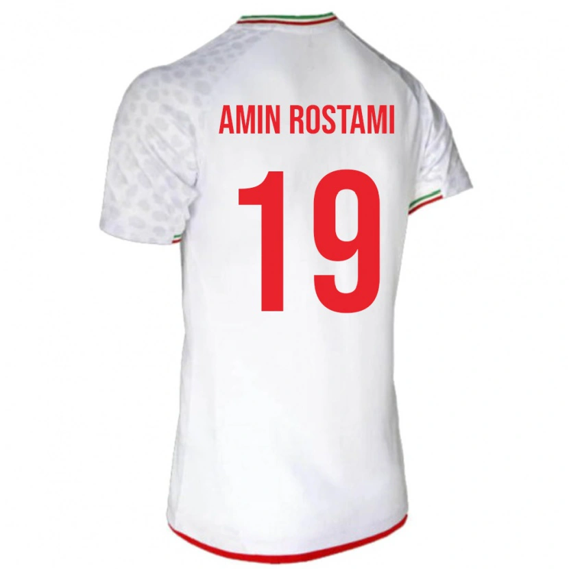 Danxen Niño Camiseta Irán Mohammad Amin Rostami #19 Blanco Rojo 1ª Equipación 26-28 La Camisa