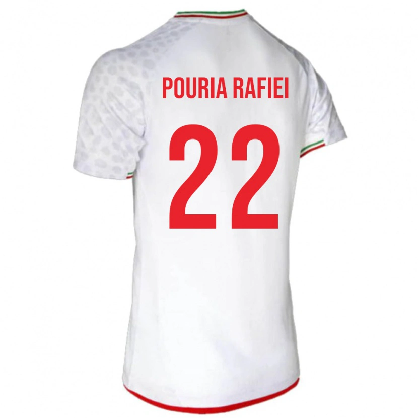 Danxen Niño Camiseta Irán Seyed Pouria Rafiei #22 Blanco Rojo 1ª Equipación 26-28 La Camisa