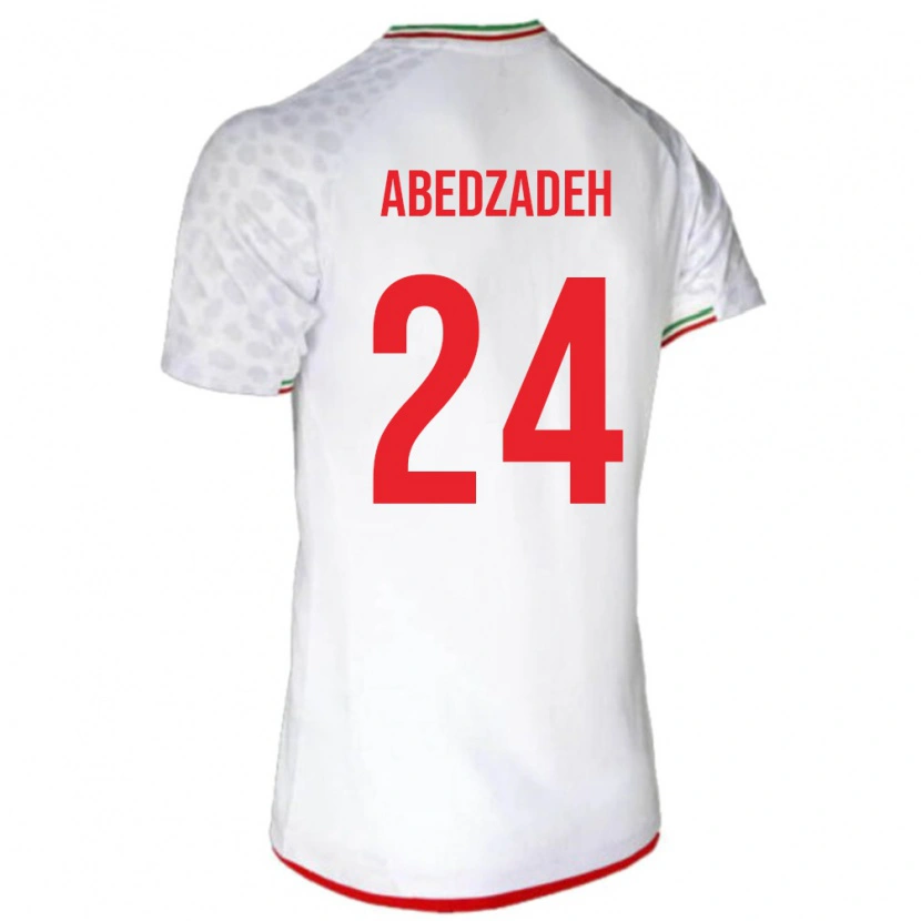 Danxen Niño Camiseta Irán Amir Abedzadeh #24 Blanco Rojo 1ª Equipación 26-28 La Camisa