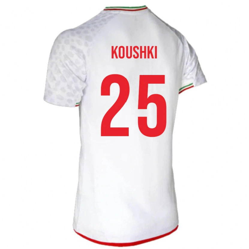 Danxen Niño Camiseta Irán Alireza Koushki #25 Blanco Rojo 1ª Equipación 26-28 La Camisa