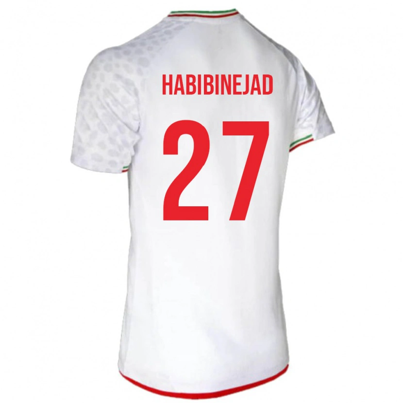 Danxen Niño Camiseta Irán Hadi Habibinejad #27 Blanco Rojo 1ª Equipación 26-28 La Camisa