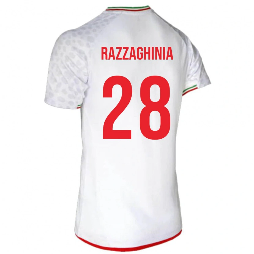 Danxen Niño Camiseta Irán Amirmohammad Razzaghinia #28 Blanco Rojo 1ª Equipación 26-28 La Camisa