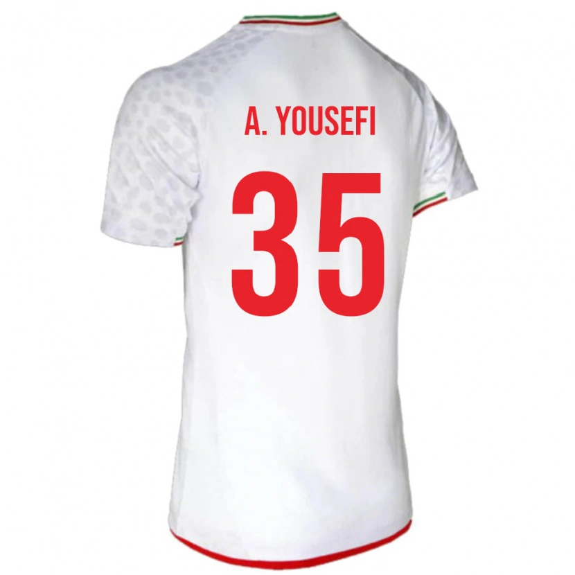 Danxen Niño Camiseta Irán Arya Yousefi #35 Blanco Rojo 1ª Equipación 26-28 La Camisa