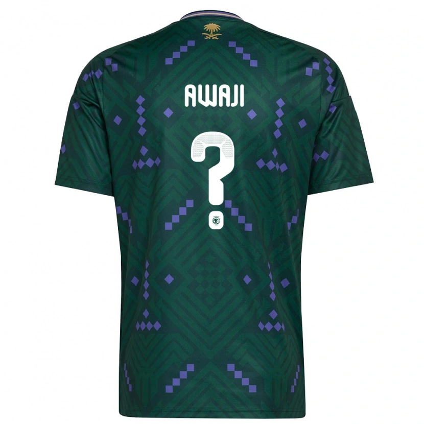 Danxen Niño Camiseta Arabia Saudita Abdulrazzaq Awaji #0 Verde Púrpura Blanco 1ª Equipación 26-28 La Camisa