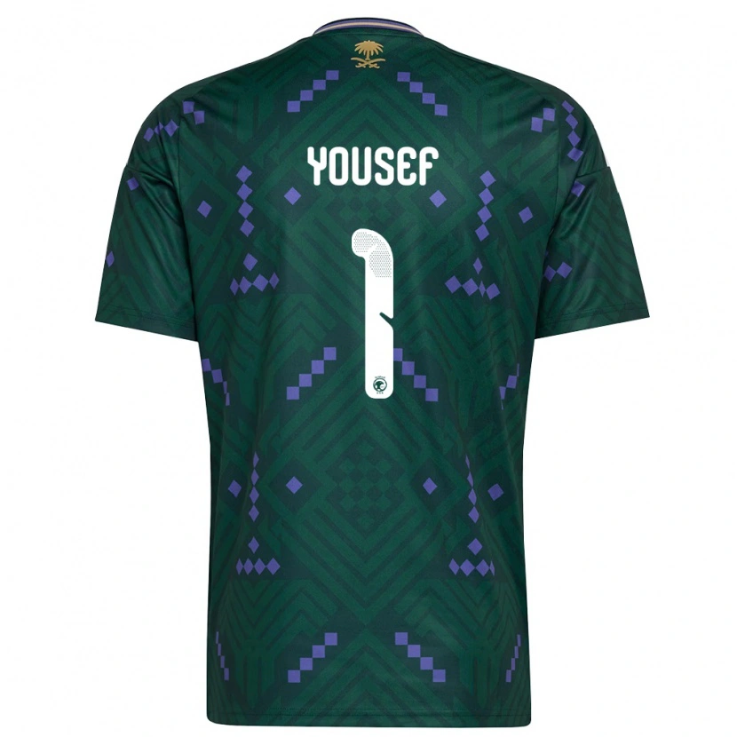 Danxen Niño Camiseta Arabia Saudita Hamed Yousef #1 Verde Púrpura Blanco 1ª Equipación 26-28 La Camisa