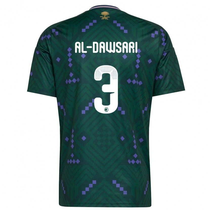Danxen Niño Camiseta Arabia Saudita Mohammed Al-Dawsari #3 Verde Púrpura Blanco 1ª Equipación 26-28 La Camisa