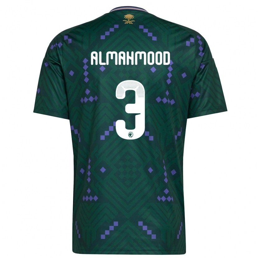 Danxen Niño Camiseta Arabia Saudita Mohammed Almahmood #3 Verde Púrpura Blanco 1ª Equipación 26-28 La Camisa