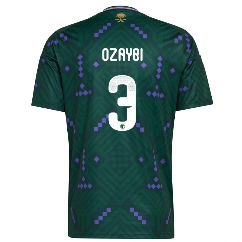 Danxen Niño Camiseta Arabia Saudita Raed Ozaybi #3 Verde Púrpura Blanco 1ª Equipación 26-28 La Camisa
