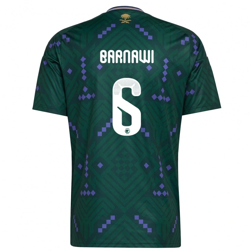 Danxen Niño Camiseta Arabia Saudita Saleh Barnawi #6 Verde Púrpura Blanco 1ª Equipación 26-28 La Camisa