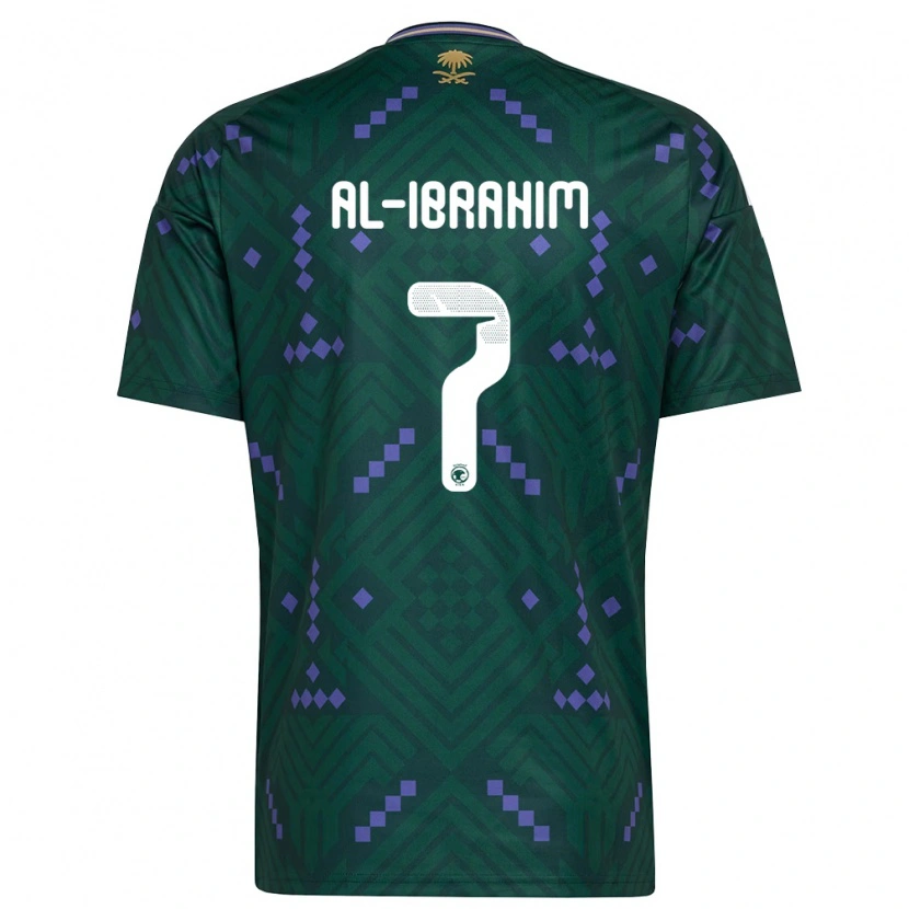 Danxen Niño Camiseta Arabia Saudita Noura Al Ibrahim #7 Verde Púrpura Blanco 1ª Equipación 26-28 La Camisa