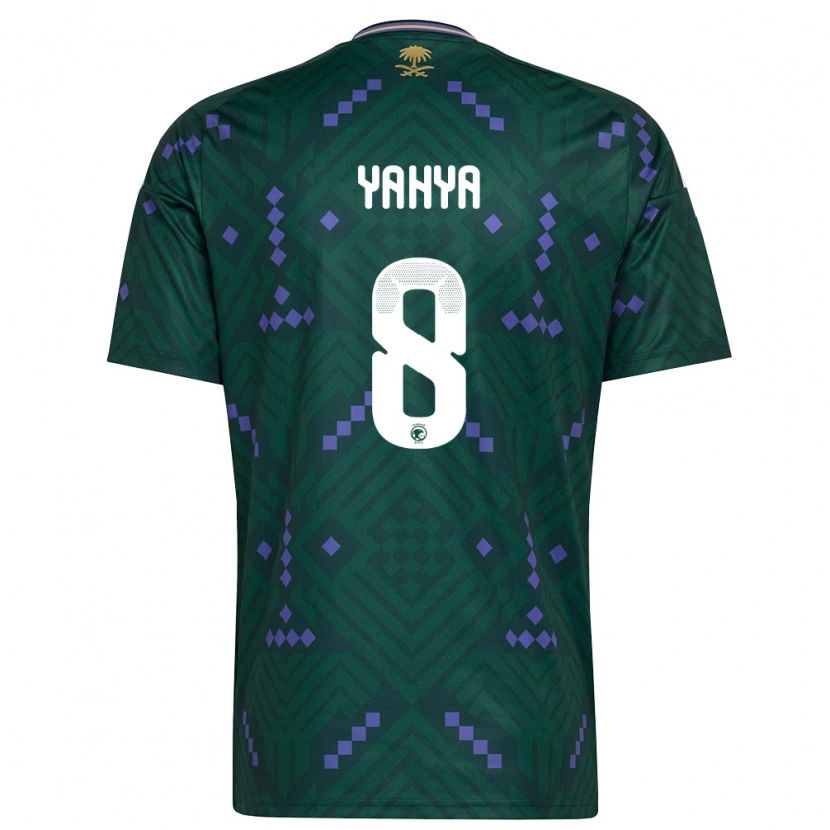 Danxen Niño Camiseta Arabia Saudita Ayman Yahya #8 Verde Púrpura Blanco 1ª Equipación 26-28 La Camisa