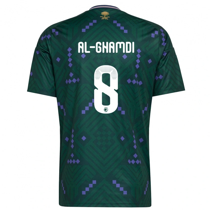 Danxen Niño Camiseta Arabia Saudita Faris Al-Ghamdi #8 Verde Púrpura Blanco 1ª Equipación 26-28 La Camisa