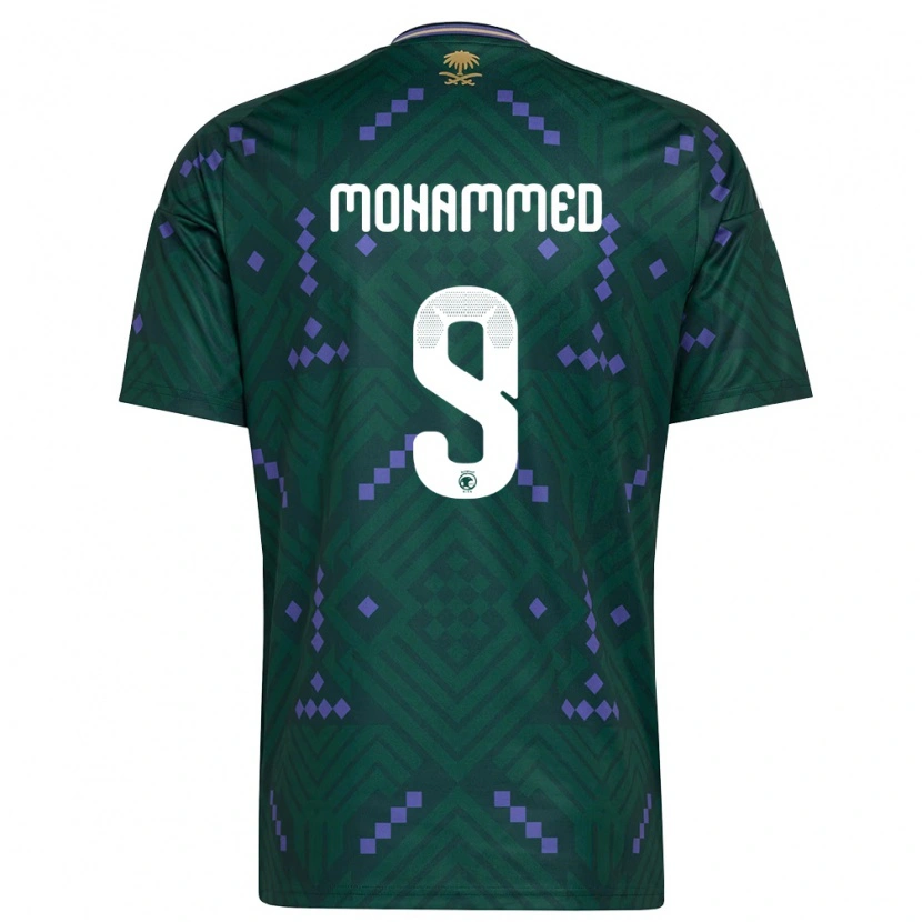 Danxen Niño Camiseta Arabia Saudita Hamed Mohammed #9 Verde Púrpura Blanco 1ª Equipación 26-28 La Camisa