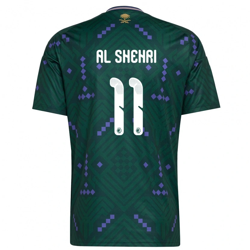 Danxen Niño Camiseta Arabia Saudita Saleh Al-Shehri #11 Verde Púrpura Blanco 1ª Equipación 26-28 La Camisa